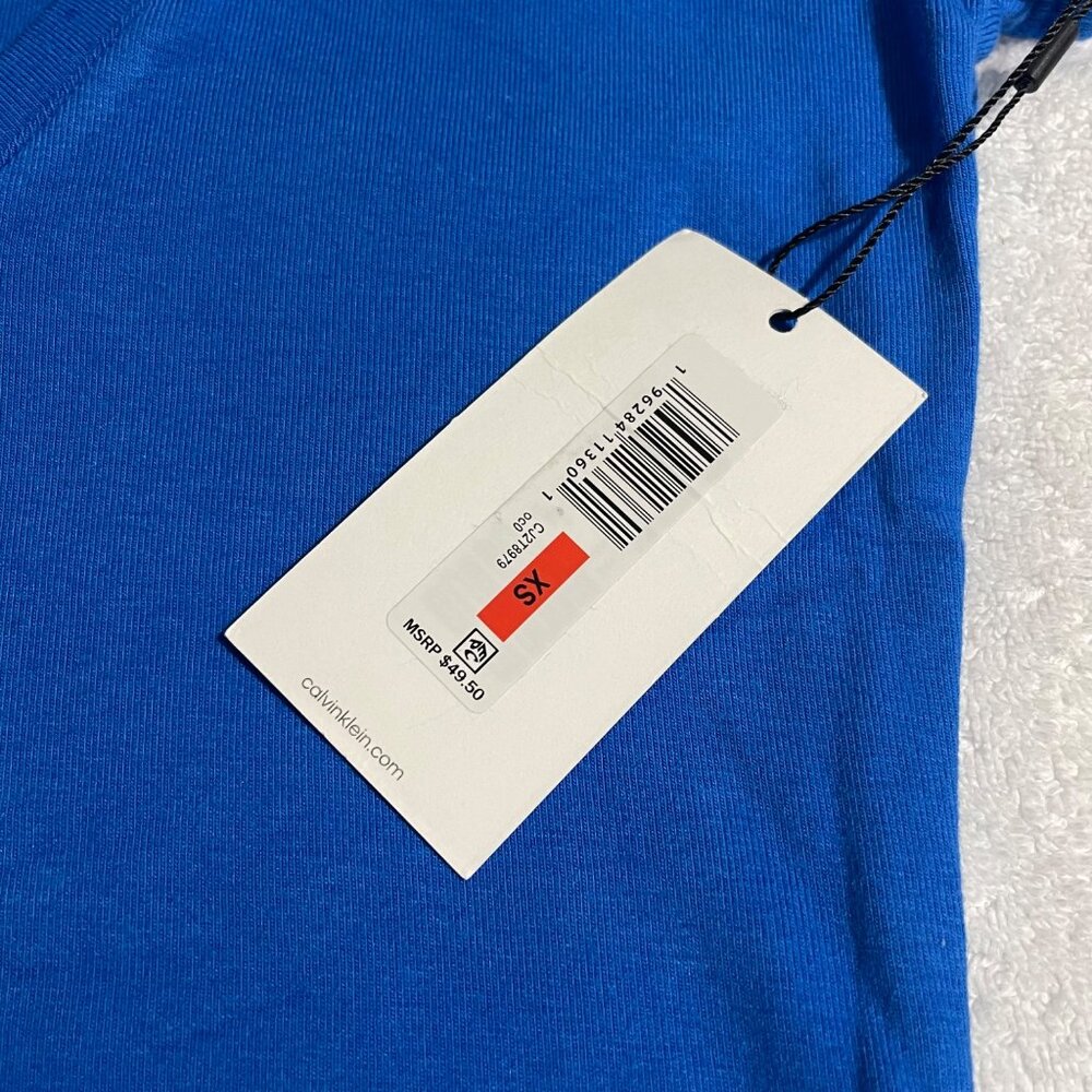 Calvin Klein Jeans Women's Cap-Sleeve V-Neck Bodysuit - Blue, Size XS, NWT - Picture 8 of 12